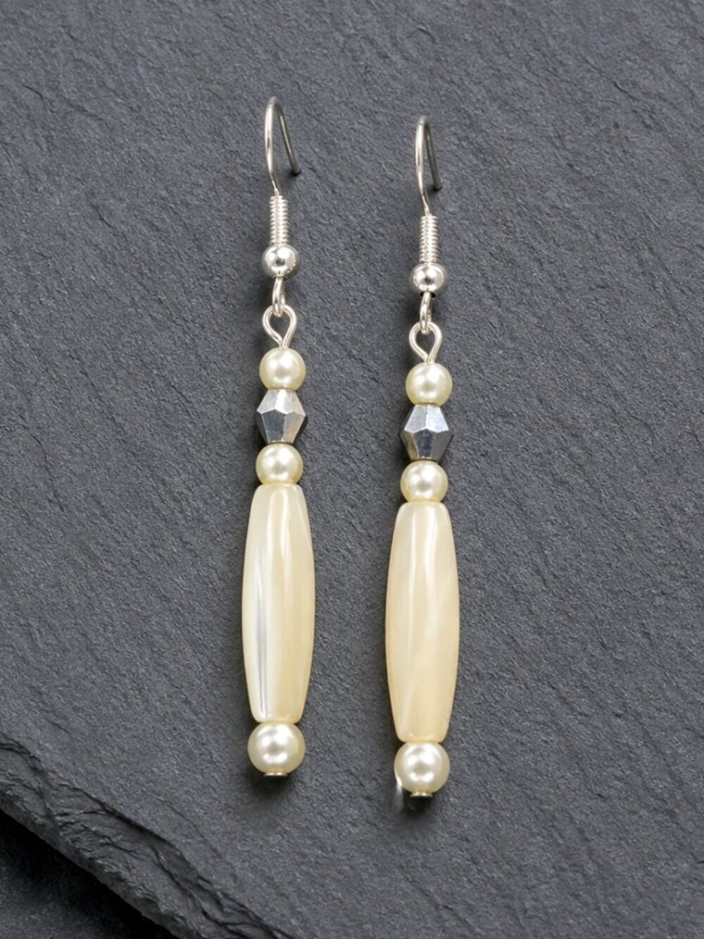 Simple Pearl Drop Earrings Sterling Silver | Handmade - Picture 3 of 7